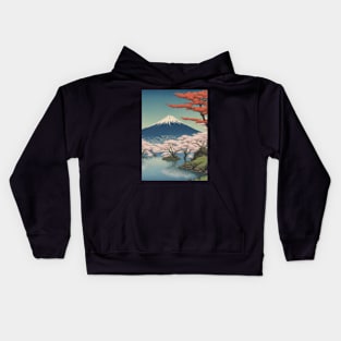 beautiful art of mt fuji japan kawase hasui style art Kids Hoodie